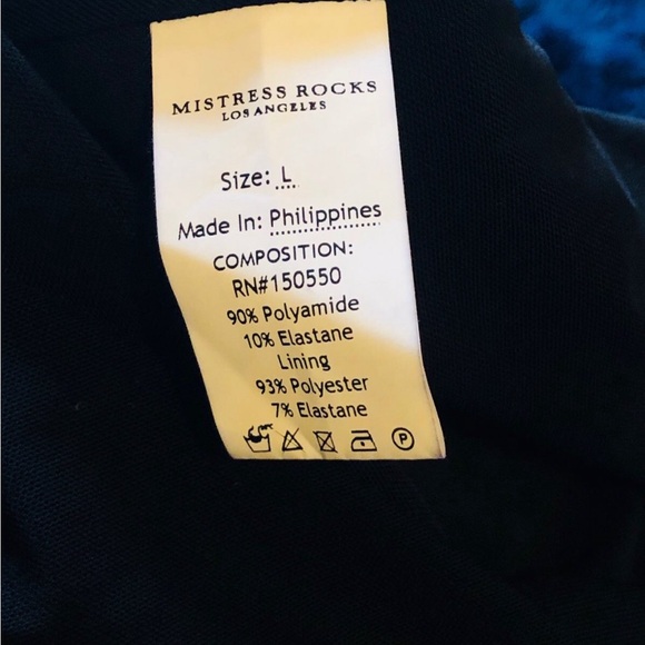 NWOT Mistress Rocks Black Ruched Mesh Bardot Dress. Size L - Picture 5 of 6